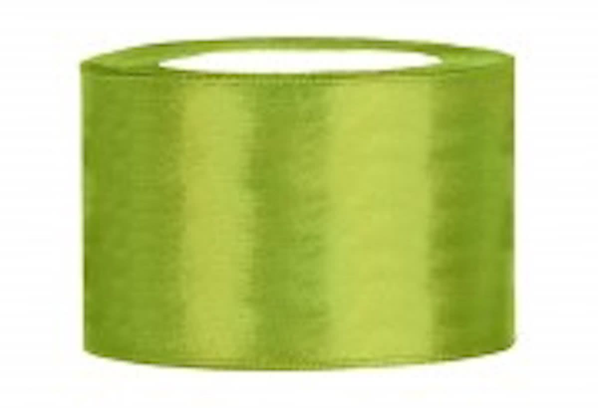 Appel Groen Satijn Lint | 5 cm. Breed | 25 Meter Per Rol